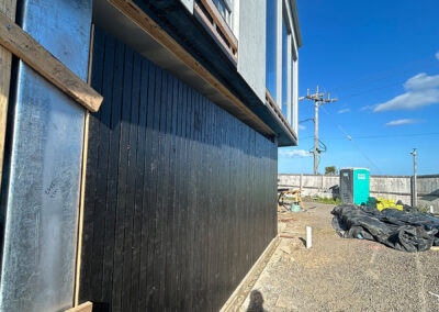 Wall studs and noggins fixed on a Drysdale construction site