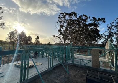Attached pergola providing shade over an outdoor area